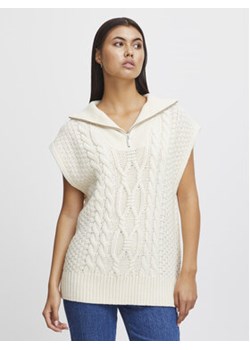 ICHI Sweter 20119797 Beżowy Regular Fit ze sklepu MODIVO w kategorii Kamizelki damskie - zdjęcie 168536179