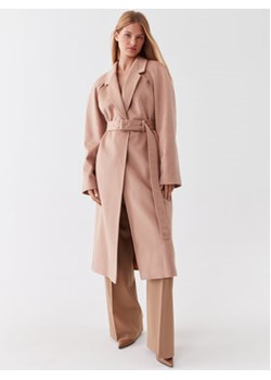 Calvin Klein Płaszcz wełniany K20K205496 Beżowy Regular Fit ze sklepu MODIVO w kategorii Płaszcze damskie - zdjęcie 168540539