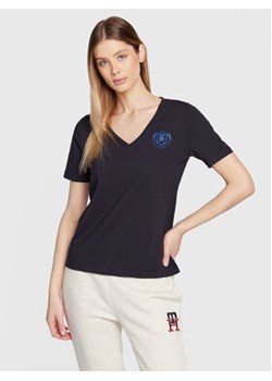 Tommy Hilfiger T-Shirt Crest WW0WW37204 Granatowy Regular Fit ze sklepu MODIVO w kategorii Bluzki damskie - zdjęcie 168542489