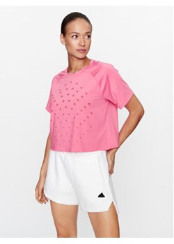 adidas Koszulka techniczna BLUV Print Performance IL9578 Różowy Loose Fit ze sklepu MODIVO w kategorii Bluzki damskie - zdjęcie 168542528