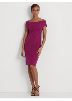 Lauren Ralph Lauren Sukienka koktajlowa 253855241012 Fioletowy Slim Fit ze sklepu MODIVO w kategorii Sukienki - zdjęcie 168544855