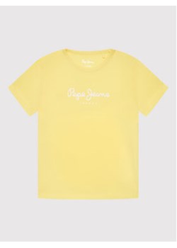 Pepe Jeans T-Shirt Hana Glitter PG501567 Żółty Regular Fit ze sklepu MODIVO w kategorii Bluzki dziewczęce - zdjęcie 168548395