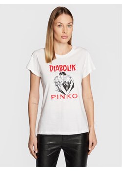 Pinko T-Shirt DIABOLIK Fabiana 1L1098 Y5SN Biały Regular Fit ze sklepu MODIVO w kategorii Bluzki damskie - zdjęcie 168548768