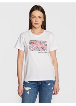 Pepe Jeans T-Shirt Tara PL505343 Biały Regular Fit ze sklepu MODIVO w kategorii Bluzki damskie - zdjęcie 168550275