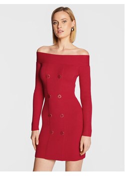 Elisabetta Franchi Sukienka dzianinowa AM-70T-26E2-V520 Czerwony Slim Fit ze sklepu MODIVO w kategorii Sukienki - zdjęcie 168550777