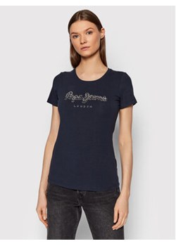 Pepe Jeans T-Shirt Beatrice PL504434 Granatowy Slim Fit ze sklepu MODIVO w kategorii Bluzki damskie - zdjęcie 168553259