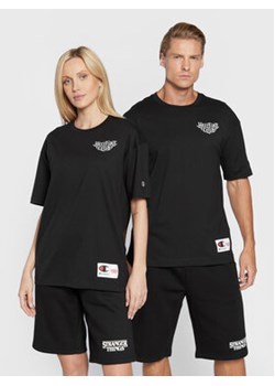Champion T-Shirt Unisex STRANGER THINGS 217791 Czarny Custom Fit ze sklepu MODIVO w kategorii Bluzki damskie - zdjęcie 168558997