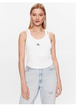 Calvin Klein Jeans Top J20J221430 Biały Regular Fit ze sklepu MODIVO w kategorii Bluzki damskie - zdjęcie 168564625