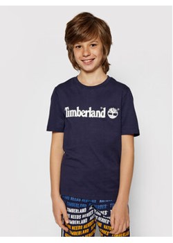 Timberland T-Shirt T25P22 S Granatowy Regular Fit ze sklepu MODIVO w kategorii T-shirty chłopięce - zdjęcie 168567678