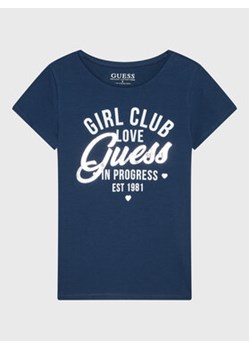 Guess T-Shirt J3RI26 K6YW1 Granatowy Regular Fit ze sklepu MODIVO w kategorii Bluzki dziewczęce - zdjęcie 168570427