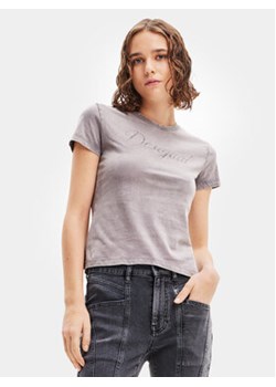 Desigual T-Shirt 23WWTKBB Szary Slim Fit ze sklepu MODIVO w kategorii Bluzki damskie - zdjęcie 168570468