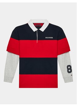 Tommy Hilfiger Bluza Rugby Stripe Polo L/S KB0KB08736 Czerwony Regular Fit ze sklepu MODIVO w kategorii Bluzy chłopięce - zdjęcie 168576467
