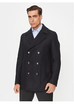 Boss Płaszcz wełniany H-Hyde-Pcoat-234 50502282 Granatowy Relaxed Fit ze sklepu MODIVO w kategorii Płaszcze męskie - zdjęcie 168576886