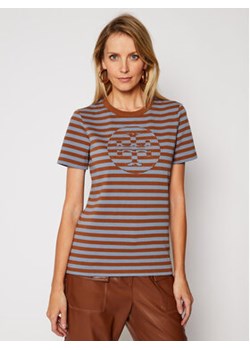 Tory Burch T-Shirt Striped Logo 63871 Brązowy Regular Fit ze sklepu MODIVO w kategorii Bluzki damskie - zdjęcie 168578835