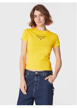 Tommy Jeans T-Shirt Essential Logo DW0DW14899 Żółty Regular Fit ze sklepu MODIVO w kategorii Bluzki damskie - zdjęcie 168578868