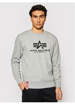 Alpha Industries Bluza Basic Sweater 178302 Szary Regular Fit ze sklepu MODIVO w kategorii Bluzy męskie - zdjęcie 168583847