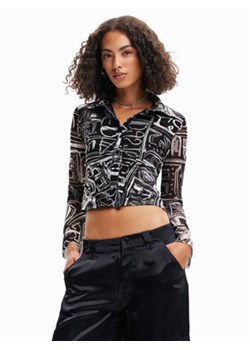 Desigual Koszula Lettering 23SWTKBZ Czarny Slim Fit ze sklepu MODIVO w kategorii Koszule damskie - zdjęcie 168584536