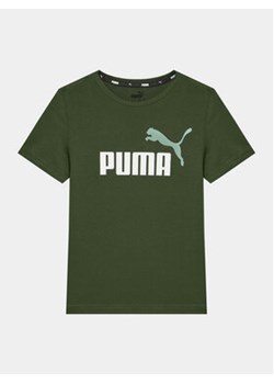 Puma T-Shirt Ess+ 2 Col Logo 586985 Zielony Regular Fit ze sklepu MODIVO w kategorii T-shirty chłopięce - zdjęcie 168585396