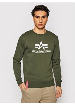 Alpha Industries Bluza Basic Sweater 178302 Zielony Regular Fit ze sklepu MODIVO w kategorii Bluzy męskie - zdjęcie 168586979