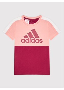 adidas T-Shirt B Cb Logo HC5663 Bordowy Regular Fit ze sklepu MODIVO w kategorii Bluzki dziewczęce - zdjęcie 168587626