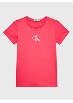 Calvin Klein Jeans T-Shirt Micro Monogram IG0IG01470 Różowy Slim Fit ze sklepu MODIVO w kategorii Bluzki dziewczęce - zdjęcie 168588936