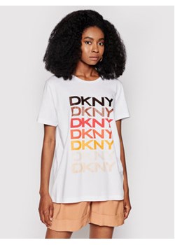 DKNY T-Shirt P0EF7CNA Biały Regular Fit ze sklepu MODIVO w kategorii Bluzki damskie - zdjęcie 168595387