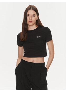 Tommy Jeans T-Shirt Script DW0DW17366 Czarny Slim Fit ze sklepu MODIVO w kategorii Bluzki damskie - zdjęcie 168595827