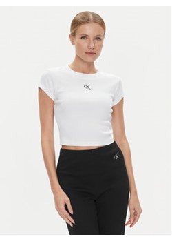 Calvin Klein Jeans T-Shirt J20J218337 Biały Slim Fit ze sklepu MODIVO w kategorii Bluzki damskie - zdjęcie 168596099