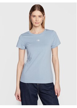 Calvin Klein Jeans T-Shirt J20J220300 Niebieski Slim Fit ze sklepu MODIVO w kategorii Bluzki damskie - zdjęcie 168598169