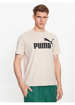 Puma T-Shirt Essentials Logo 586667 Beżowy Regular Fit ze sklepu MODIVO w kategorii T-shirty męskie - zdjęcie 168602207