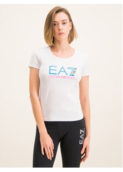 EA7 Emporio Armani T-Shirt 3HTT31 TJ12Z 1100 Biały Slim Fit ze sklepu MODIVO w kategorii Bluzki damskie - zdjęcie 168602718