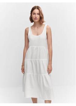 Mango Sukienka letnia Bambu 57010101 Biały Regular Fit ze sklepu MODIVO w kategorii Sukienki - zdjęcie 168602736