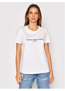 Tommy Hilfiger T-Shirt Heritage C-Nk WW0WW31999 Biały Regular Fit ze sklepu MODIVO w kategorii Bluzki damskie - zdjęcie 168604976