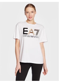EA7 Emporio Armani T-Shirt 3RTT36 TJDZZ 1100 Biały Relaxed Fit ze sklepu MODIVO w kategorii Bluzki damskie - zdjęcie 168606279