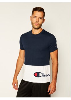Champion T-Shirt Colour Block Warparound Logo 214208 Granatowy Regular Fit ze sklepu MODIVO w kategorii T-shirty męskie - zdjęcie 168607528