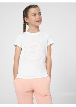 4F T-Shirt 4FJSS23TTSHF280 Biały Regular Fit ze sklepu MODIVO w kategorii Bluzki dziewczęce - zdjęcie 168607795