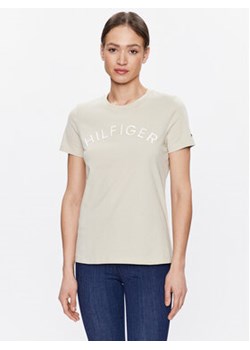 Tommy Hilfiger T-Shirt WW0WW37864 Beżowy Regular Fit ze sklepu MODIVO w kategorii Bluzki damskie - zdjęcie 168611375