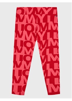 Tommy Hilfiger Legginsy KG0KG07123 M Czerwony Slim Fit ze sklepu MODIVO w kategorii Spodnie dziewczęce - zdjęcie 168612607