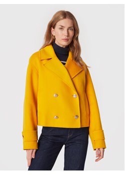 Tommy Hilfiger Płaszcz wełniany WW0WW37309 Żółty Regular Fit ze sklepu MODIVO w kategorii Płaszcze damskie - zdjęcie 168613848