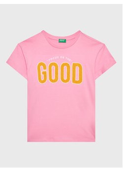 United Colors Of Benetton T-Shirt 3096C10AY Różowy Oversize ze sklepu MODIVO w kategorii Bluzki dziewczęce - zdjęcie 168615735