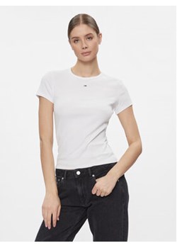 Tommy Jeans T-Shirt Essential DW0DW17383 Biały Slim Fit ze sklepu MODIVO w kategorii Bluzki damskie - zdjęcie 168616116