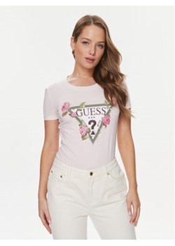 Guess T-Shirt Floral Triangle W4RI28 J1314 Różowy Slim Fit ze sklepu MODIVO w kategorii Bluzki damskie - zdjęcie 168616287