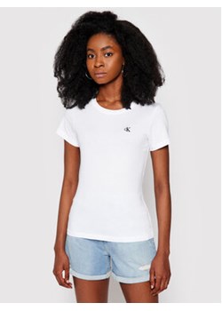Calvin Klein Jeans T-Shirt J20J212883 Biały Slim Fit ze sklepu MODIVO w kategorii Bluzki damskie - zdjęcie 168617179