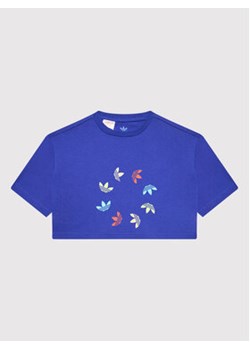 adidas T-Shirt adicolor Cropped HE4775 Niebieski Relaxed Fit ze sklepu MODIVO w kategorii Bluzki dziewczęce - zdjęcie 168618526