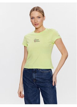 Tommy Jeans T-Shirt Essential Logo DW0DW15441 Zielony Regular Fit ze sklepu MODIVO w kategorii Bluzki damskie - zdjęcie 168619107