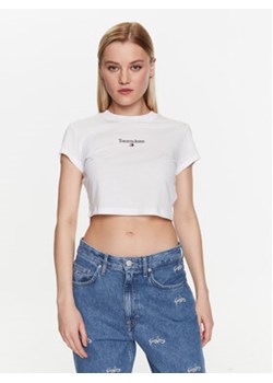 Tommy Jeans T-Shirt Essential Logo DW0DW15444 Biały Regular Fit ze sklepu MODIVO w kategorii Bluzki damskie - zdjęcie 168620218