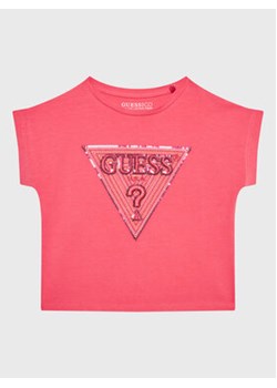 Guess T-Shirt K3GI07 K6YW1 Różowy Boxy Fit ze sklepu MODIVO w kategorii Bluzki dziewczęce - zdjęcie 168623148