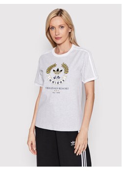 adidas T-Shirt Graphic HL6554 Szary Loose Fit ze sklepu MODIVO w kategorii Bluzki damskie - zdjęcie 168623268