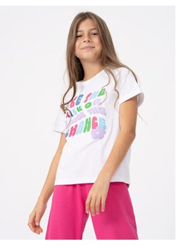 4F T-Shirt 4FJAW23TTSHF0826 Biały Regular Fit ze sklepu MODIVO w kategorii Bluzki dziewczęce - zdjęcie 168624375