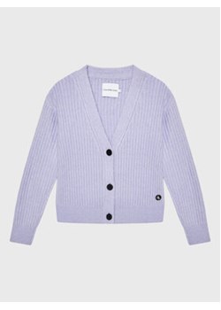 Calvin Klein Jeans Kardigan Super Soft IG0IG01530 Fioletowy Regular Fit ze sklepu MODIVO w kategorii Swetry dziewczęce - zdjęcie 168625369